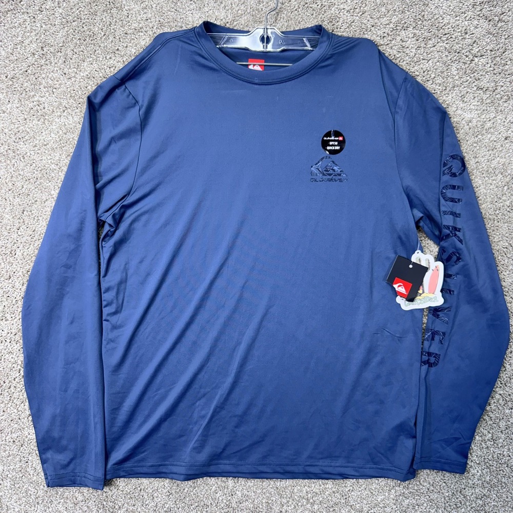 Quiksilver Rash Guard Mens M QSM15SE004 Total Eclipse Blue UPF 50 NEW